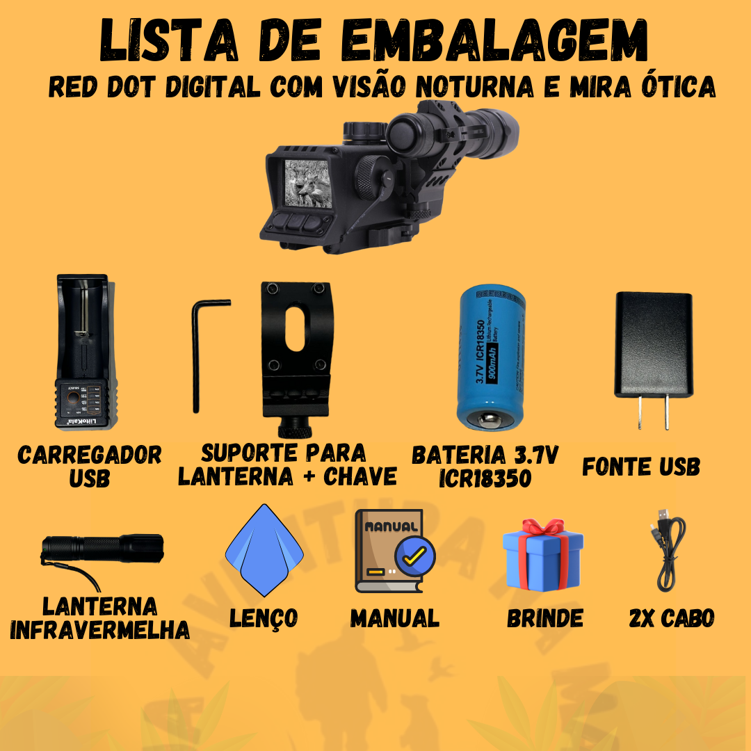 RED DOT DIGITAL COM VISÃO NOTURNA E MIRA ÓTICA