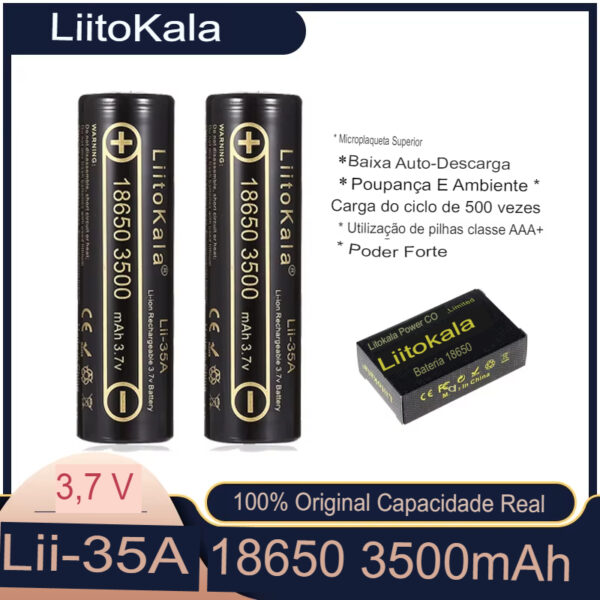 Bateria LiitoKala Recarregável 18650, 3500mAh, 3.7V - Image 4