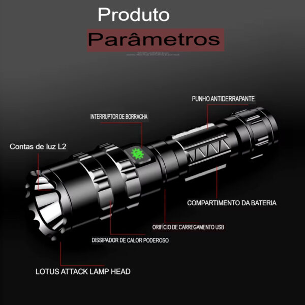 Lanterna Recarregável LED L2 Modelo 074 - Image 6